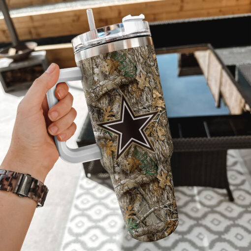 dallas cowboys nfl hunting custom stanley quencher 40oz stainless steel tumbler with handle