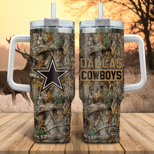 dallas cowboys nfl hunting custom stanley quencher 40oz stainless steel tumbler with handle t9jxi 1