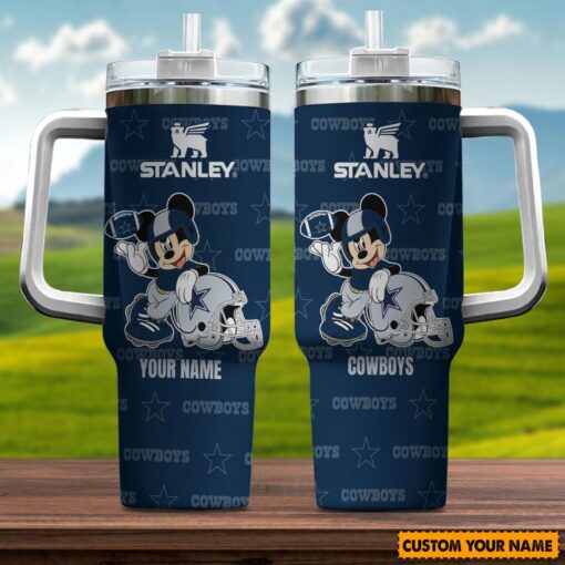 dallas cowboys nfl mickey mouse custom stanley quencher 40oz stainless steel tumbler with handle c9puw 1