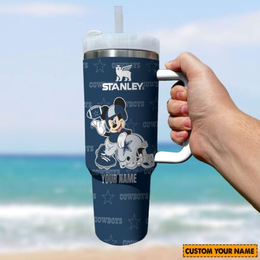 dallas cowboys nfl mickey mouse custom stanley quencher 40oz stainless steel tumbler with handle lgueg