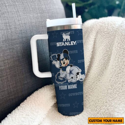 dallas cowboys nfl mickey mouse custom stanley quencher 40oz stainless steel tumbler with handle uyqoh