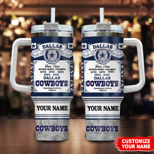 dallas cowboys nfl super bowl champs pride custom stanley quencher 40oz stainless steel tumbler with handle bbslg 1