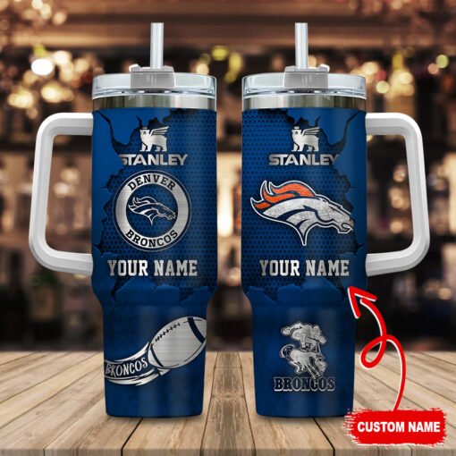 denver broncos nfl metal style custom stanley quencher 40oz stainless steel tumbler with handle tiejp 1