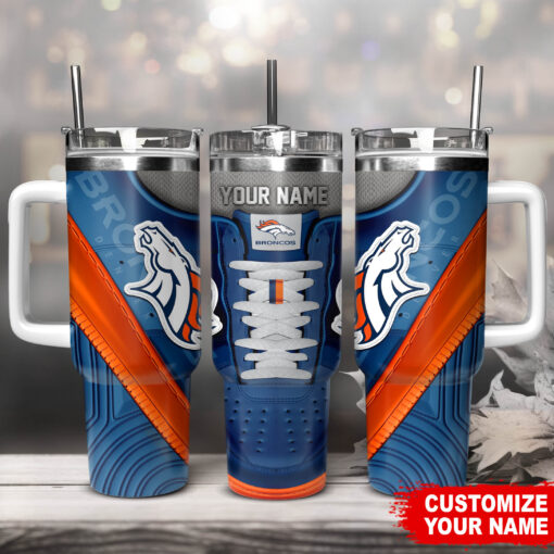 denver broncos nfl sneaker custom stanley quencher 40oz stainless steel tumbler with handle vjsho