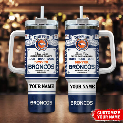 denver broncos nfl super bowl champs pride custom stanley quencher 40oz stainless steel tumbler with handle