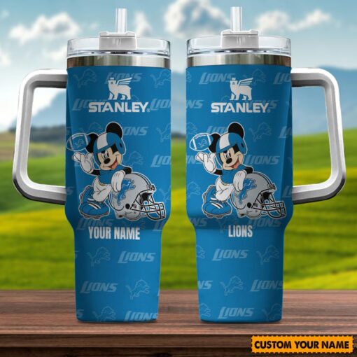 detroit lions nfl mickey mouse custom stanley quencher 40oz stainless steel tumbler with handle enil6