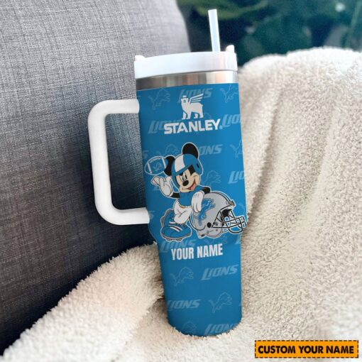 detroit lions nfl mickey mouse custom stanley quencher 40oz stainless steel tumbler with handle hgvw6