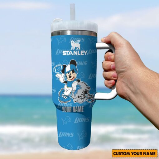 detroit lions nfl mickey mouse custom stanley quencher 40oz stainless steel tumbler with handle uvshe