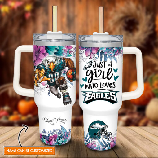 eagles mascot nfl custom stanley quencher 40oz stainless steel tumbler with handle gvcqq 1