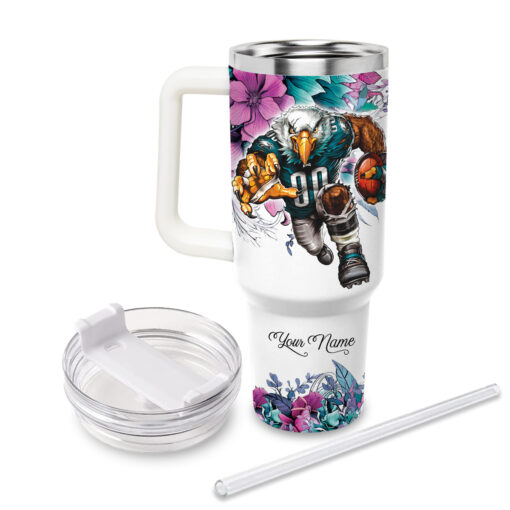 eagles mascot nfl custom stanley quencher 40oz stainless steel tumbler with handle