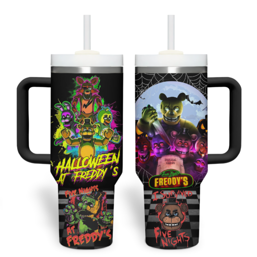 five nights at freddys cartoon custom stanley quencher 40oz stainless steel tumbler with handle 8rveq