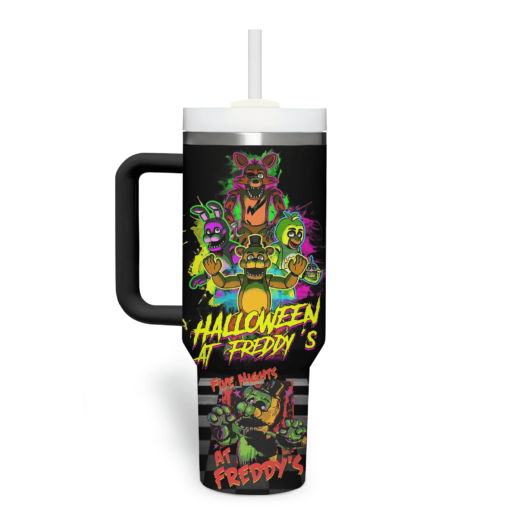 five nights at freddys cartoon custom stanley quencher 40oz stainless steel tumbler with handle yekl0