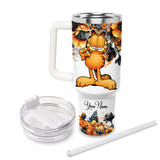 garfield garfield cartoon custom stanley quencher 40oz stainless steel tumbler with handle 5642g