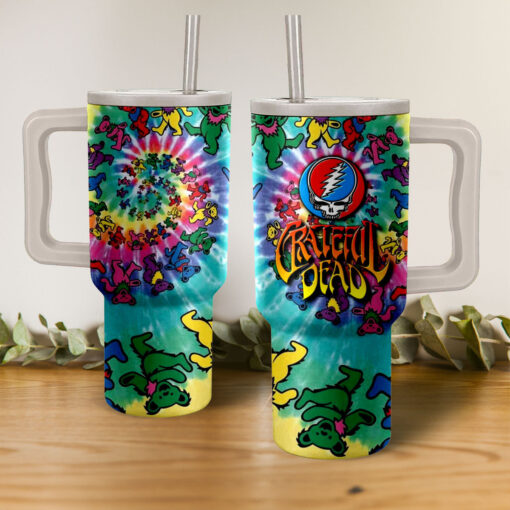 grateful dead band music custom stanley quencher 40oz stainless steel tumbler with handle 0xdgb 1