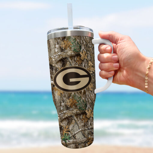 green bay packers nfl hunting custom stanley quencher 40oz stainless steel tumbler with handle bqzmb