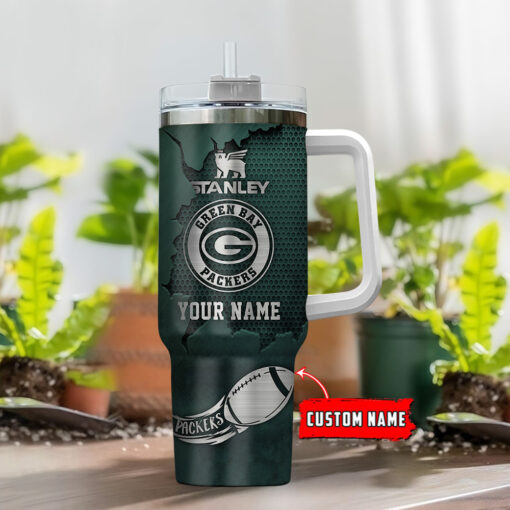 green bay packers nfl metal style custom stanley quencher 40oz stainless steel tumbler with handle lt1dg