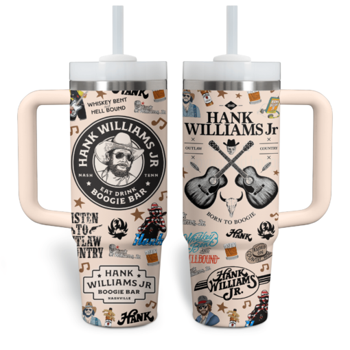 hank williams jr music custom stanley quencher 40oz stainless steel tumbler with handle pwu31