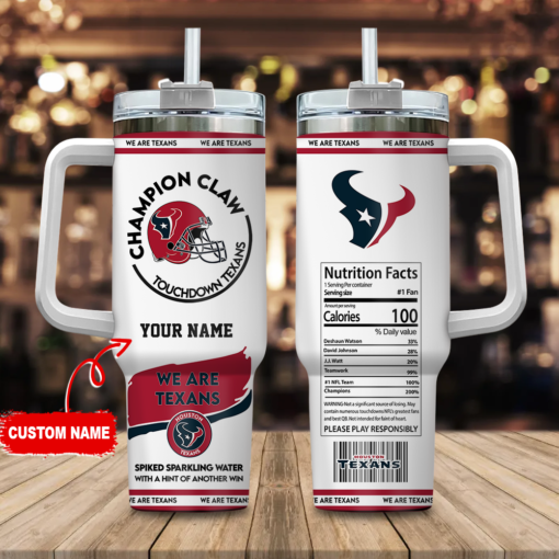 houston texans nfl champion claw custom stanley quencher 40oz stainless steel tumbler with handle embts 1