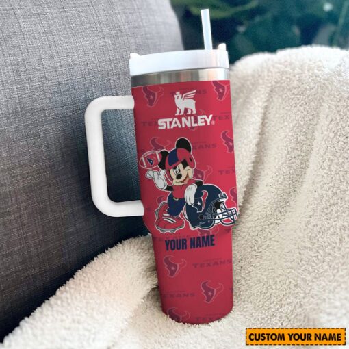 houston texans nfl mickey mouse custom stanley quencher 40oz stainless steel tumbler with handle oiihn