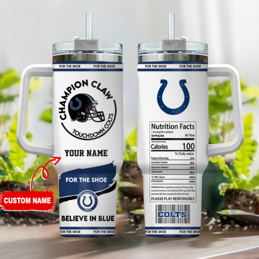 indianapolis colts nfl champion claw custom stanley quencher 40oz stainless steel tumbler with handle sjo85 1