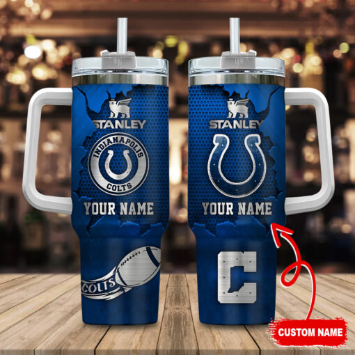 indianapolis colts nfl metal style custom stanley quencher 40oz stainless steel tumbler with handle kuifh 1