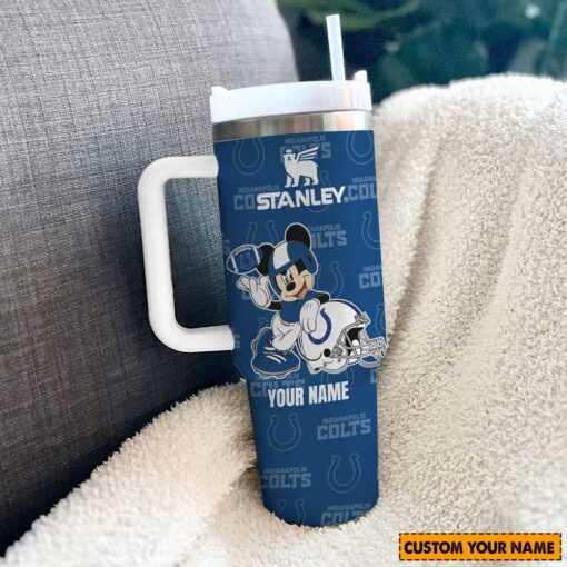 indianapolis colts nfl mickey mouse custom stanley quencher 40oz stainless steel tumbler with handle