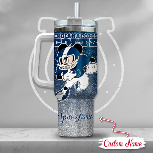 indianapolis colts nfl mickey mouse glitter custom stanley quencher 40oz stainless steel tumbler with handle saklu