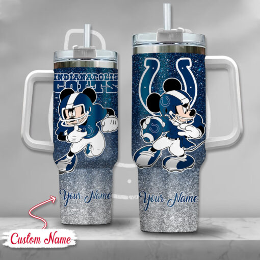 indianapolis colts nfl mickey mouse glitter custom stanley quencher 40oz stainless steel tumbler with handle vpwxl 1