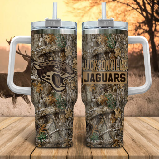 jacksonville jaguars nfl hunting custom stanley quencher 40oz stainless steel tumbler with handle 00xhw 1