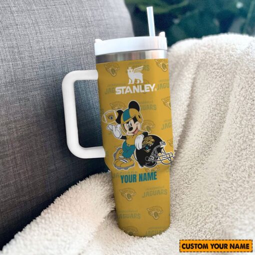 jacksonville jaguars nfl mickey mouse custom stanley quencher 40oz stainless steel tumbler with handle dohuz