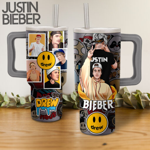 justin bieber drew house music custom stanley quencher 40oz stainless steel tumbler with handle ex3rz 1