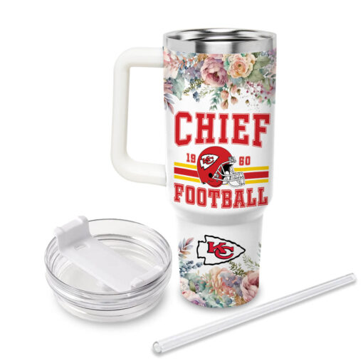 kansas city chiefs cartoon custom stanley quencher 40oz stainless steel tumbler with handle 2kmhy