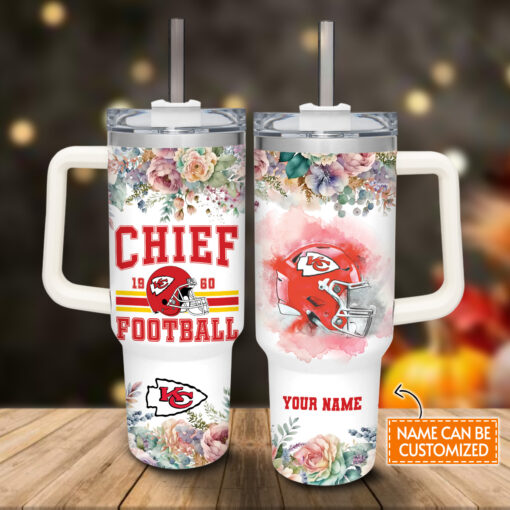 kansas city chiefs cartoon custom stanley quencher 40oz stainless steel tumbler with handle ihdpl