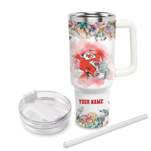 kansas city chiefs cartoon custom stanley quencher 40oz stainless steel tumbler with handle ngv0a