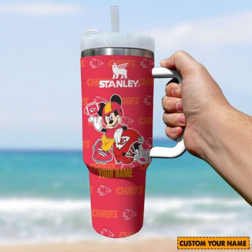 kansas city chiefs nfl mickey mouse custom stanley quencher 40oz stainless steel tumbler with handle 2g8cr