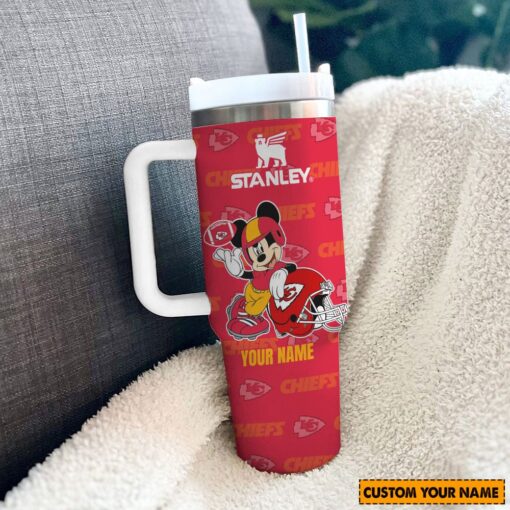 kansas city chiefs nfl mickey mouse custom stanley quencher 40oz stainless steel tumbler with handle jbe2z