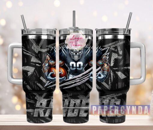 las vegas raiders custom stanley quencher 40oz stainless steel tumbler with handle