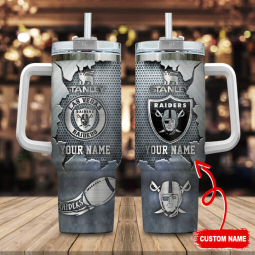 las vegas raiders nfl metal style custom stanley quencher 40oz stainless steel tumbler with handle nsoxn 1