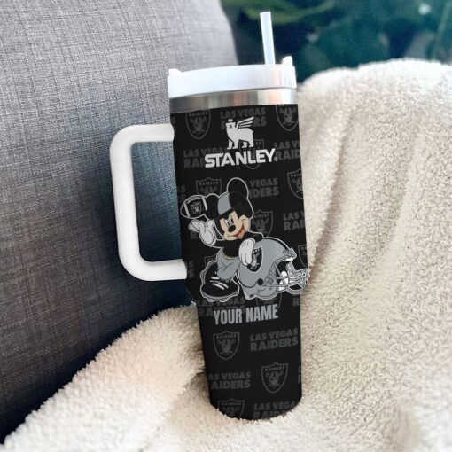 las vegas raiders nfl mickey mouse custom stanley quencher 40oz stainless steel tumbler with handle 5f6ui