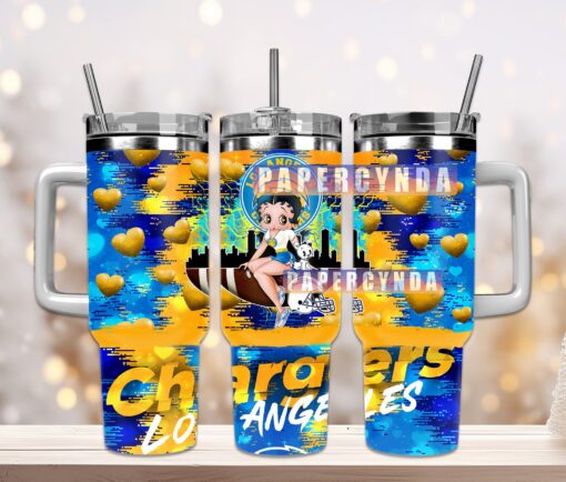 los angeles chargers custom stanley quencher 40oz stainless steel tumbler with handle rfwhk