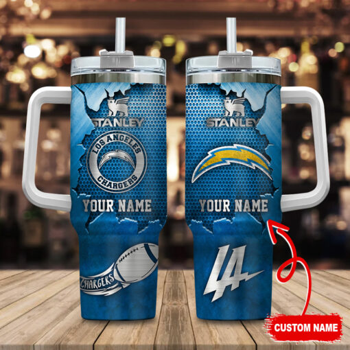 los angeles chargers nfl metal style custom stanley quencher 40oz stainless steel tumbler with handle enma8