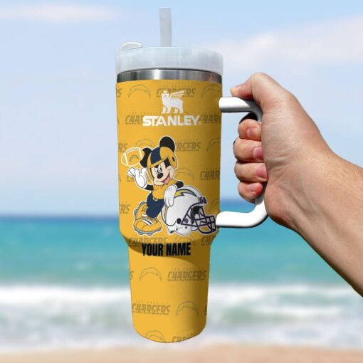 los angeles chargers nfl mickey mouse custom stanley quencher 40oz stainless steel tumbler with handle