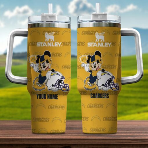 los angeles chargers nfl mickey mouse custom stanley quencher 40oz stainless steel tumbler with handle irpt6 1