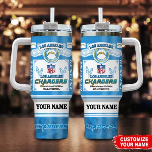 los angeles chargers nfl super bowl champs pride custom stanley quencher 40oz stainless steel tumbler with handle rzzep 1