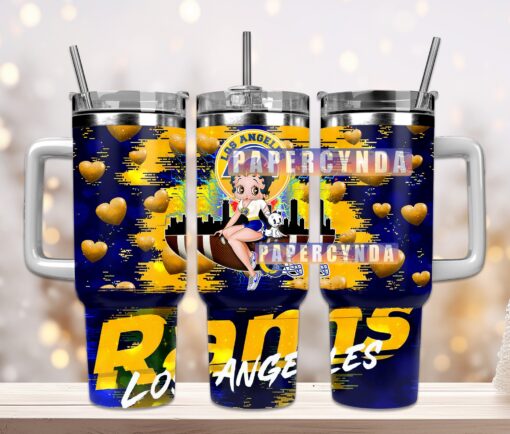 los angeles rams custom stanley quencher 40oz stainless steel tumbler with handle rpnzb