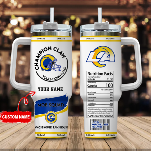 los angeles rams nfl champion claw custom stanley quencher 40oz stainless steel tumbler with handle qfubb 1