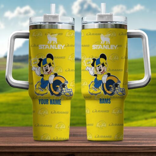 los angeles rams nfl mickey mouse custom stanley quencher 40oz stainless steel tumbler with handle yaayp 1