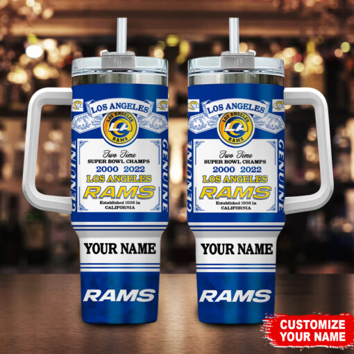 los angeles rams nfl super bowl champs pride custom stanley quencher 40oz stainless steel tumbler with handle