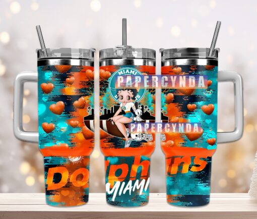 miami dolphins custom stanley quencher 40oz stainless steel tumbler with handle nsiaq