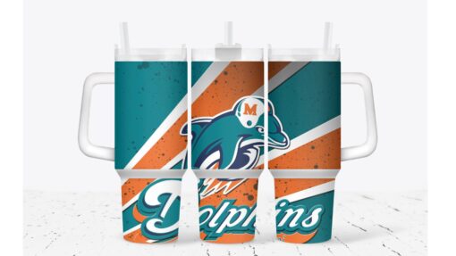 miami dolphins football nfl custom stanley quencher 40oz stainless steel tumbler with handle